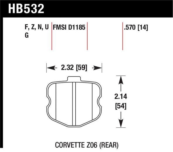 Hawk 06-10 Chevy Corvette (OEM Pad Design) Rear Performance Ceramic Sreet Brake Pads HB532Z.570