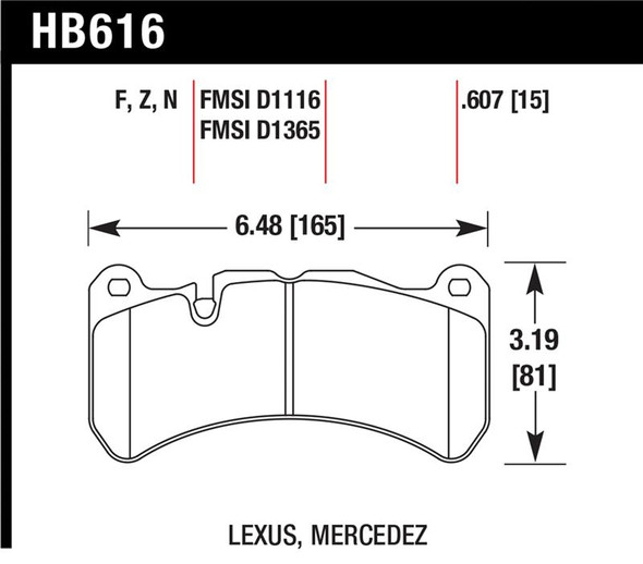 Hawk 08-09 Lexus IS-F Performance Ceramic Street Front Brake Pads HB616Z.607