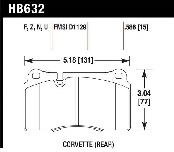 Hawk 06-10 VW Touareg Front / 09-11 Corvette Z06/ZR-1 (w/Carbon Ceramic Brake Package and Iron rotor HB632Z.586