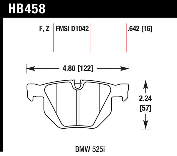 Hawk 07-08 BMW X5 3.0si / 09-13 X5 Xdrive / 10-13 X6 Xdrive Perf Ceramic Rear Street Brake Pads HB458Z.642