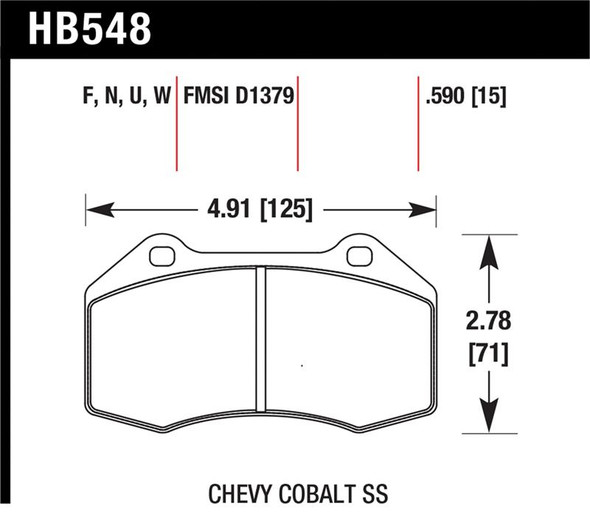 Hawk Renault Clio / Cobalt SS HPS Street Front Brake Pads HB548F.510