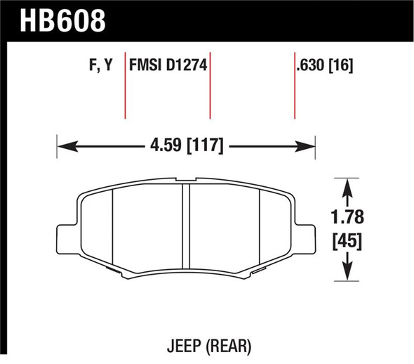 Hawk 2007-2011 Dodge Nitro R/T HPS 5.0 Rear Brake Pads HB608B.630