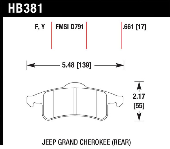 Hawk 99-04 Jeep Grand Cherokee LTS Street Rear Brake Pads HB381Y.661