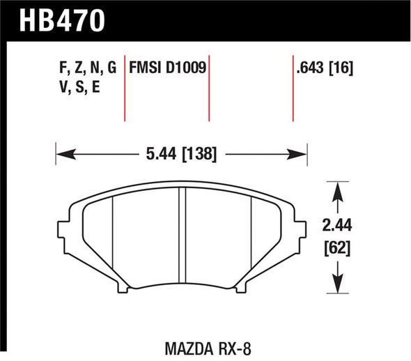 Hawk 04-09 RX8 HP+ Street Front Brake Pads (D1009) HB470N.643