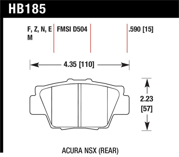 Hawk HP+ Street Brake Pads HB185N.590