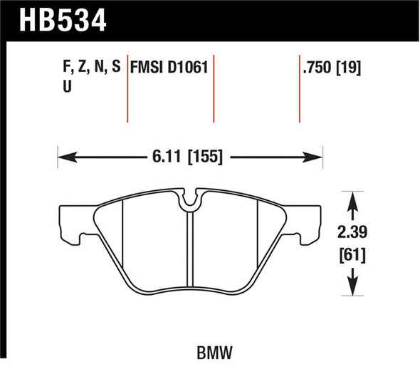 Hawk HP+ Street Brake Pads HB534N.750