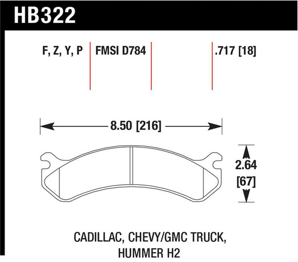 Hawk Chevy / GMC Truck / Hummer Super Duty Street Front Brake Pads HB322P.717