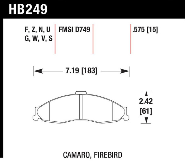 Hawk 98-02 Camaro/Firebird HP+ Street Front Brake Pads HB249N.575