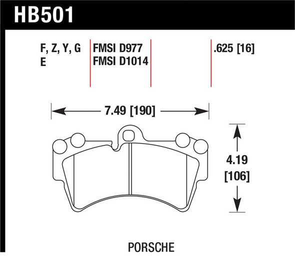 Hawk 07-10 Audi Q7 / 03-09 Porsche Cayenne / 04-09 VW Touareg DTC-60 Race Front Brake Pads HB501G.625