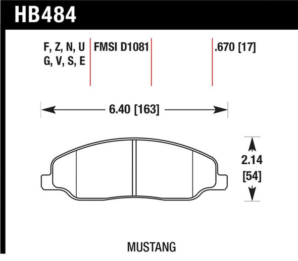 Hawk 05-10 Ford Mustang GT & V6 / 07-08 Shelby GT Performance Ceramic Street Front Brake Pads HB484Z.670