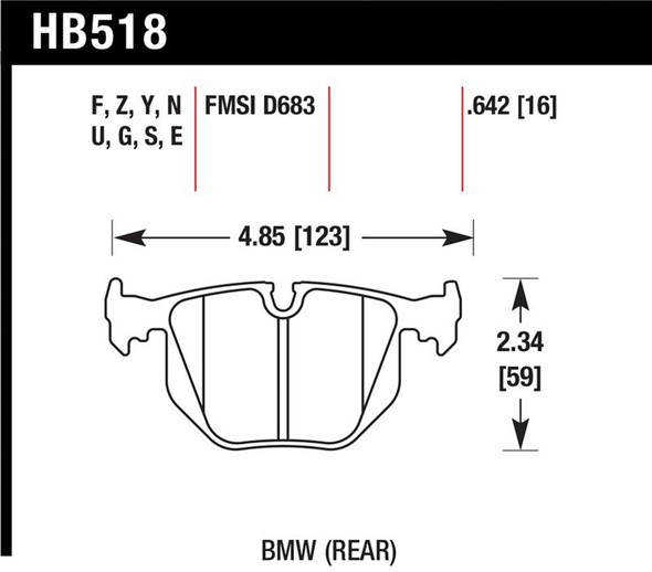 Hawk BMW Rear DTC-70 Race Brake Pads HB518U.642