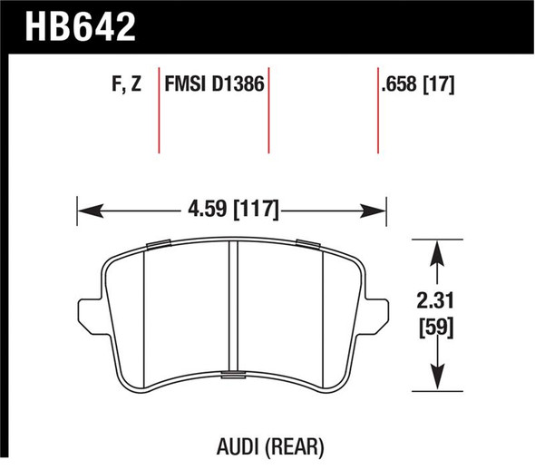Hawk 2009-2014 Audi A4 HPS 5.0 Rear Brake Pads HB642B.658