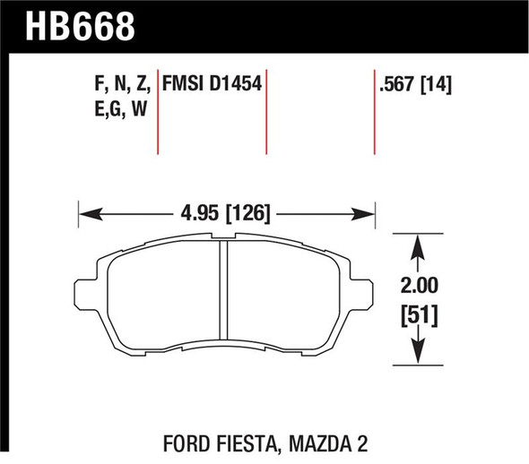 Hawk 2011-2014 Ford Fiesta S Sedan HPS 5.0 Front Brake Pads HB668B.567
