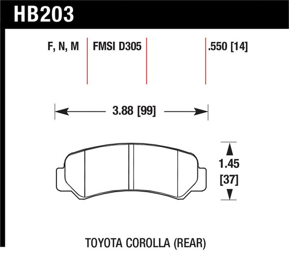 Hawk HP+ Street Brake Pads HB203N.550