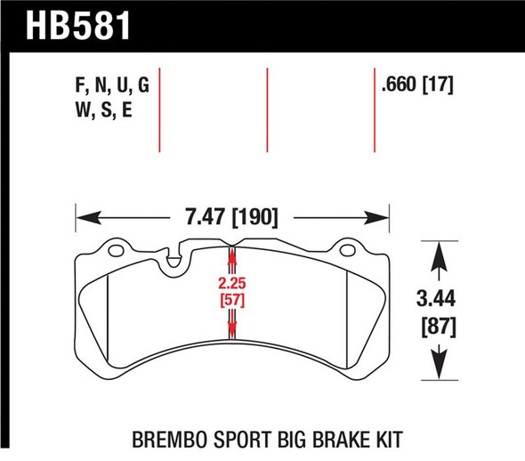 Hawk 09 Nissan GT-R R35 HPS Street Front Brake Pads HB581F.660