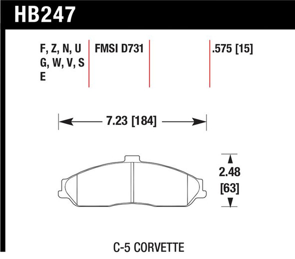 Hawk 97-06 Corvette (incl C5 Z06) HP+ Street Front Brake Pads HB247N.575