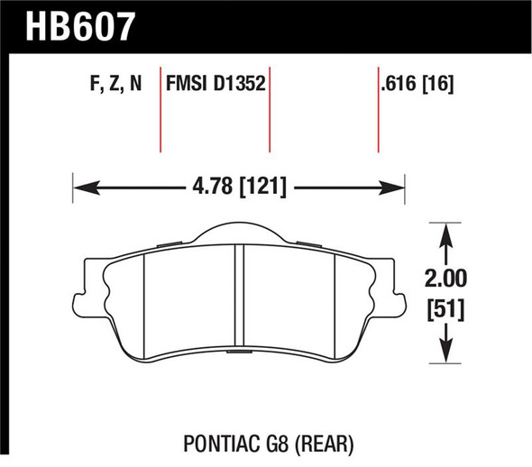 Hawk 08-09 Pontiac G8 3.6 Base/6.0 Performance Ceramic Street Rear Brake Pads HB607Z.616