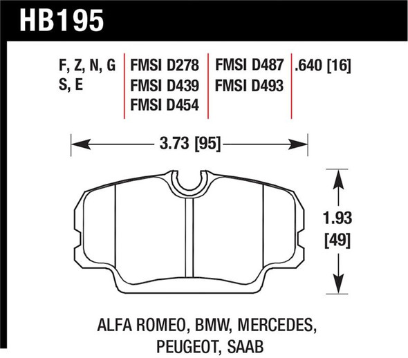 Hawk 84-4/91 BMW 325 (E30) Blue 9012  Race Front Brake Pads HB195E.640