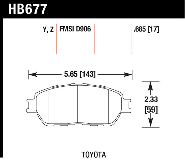 Hawk Lexus 02-03/04-06 ES300/330 Toyota 98-12 Tacoma/Adynl Models Street Perf Ceramic Ft Brake Pads HB677Z.685