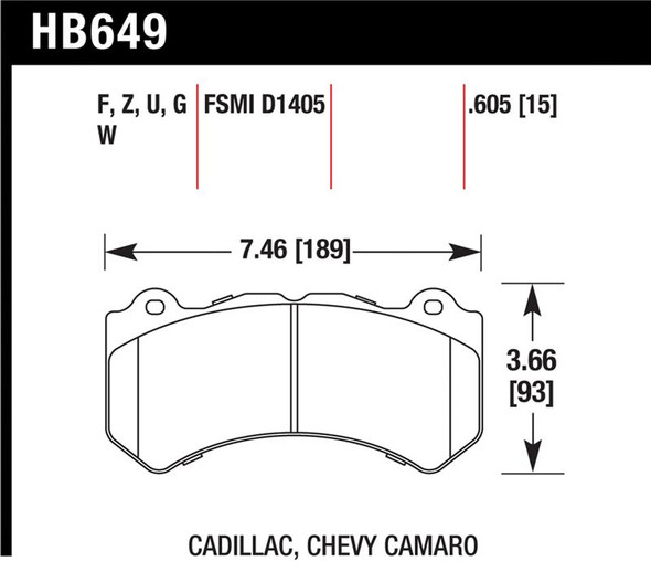 Hawk 2008-2014 Cadillac CTS V HPS 5.0 Front Brake Pads HB649B.605