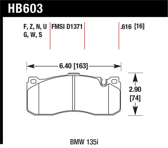 Hawk BMW 135i HPS Street Front Brake Pads HB603F.616