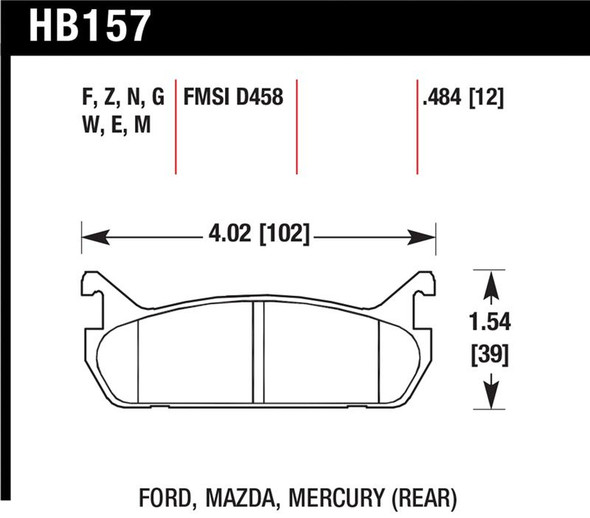 Hawk 91-96 Ford Escort GT / 90-93 Mazda Miata DTC-60 Rear Race Brake Pads HB157G.484