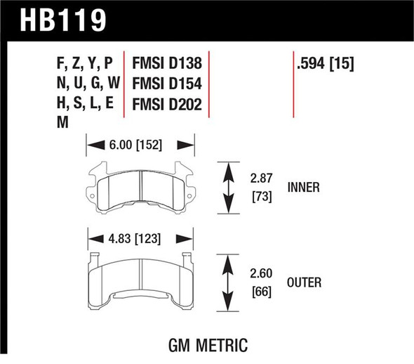 Hawk 1978-1979 Buick Century Custom HPS 5.0 Front Brake Pads HB119B.594