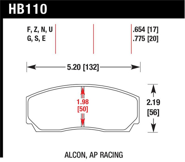 Hawk AP Racing CP3307/CP5040-5S4/(Essex) CP5200 (SC250) Caliper Blue 9012 Race Brake Pads HB110E.654