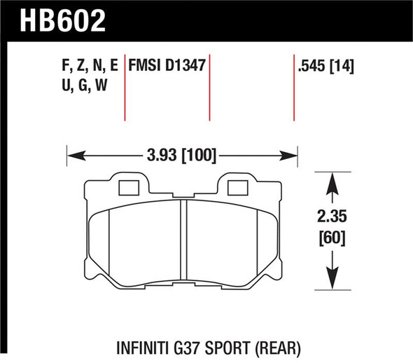 Hawk 2009-2013 Infiniti FX50 Sport HPS 5.0 Rear Brake Pads HB602B.545