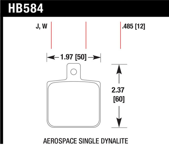 Hawk Aerospace Single Dynalite 12mm Thickness DTC-30 Race Brake Pads HB584W.485