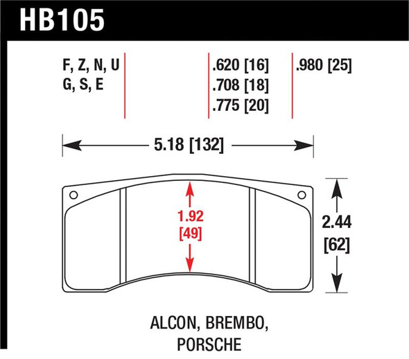 Hawk Alcon B Caliber HPS Street Brake Pads HB105F.620