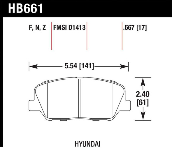 Hawk 10 Hyundai Genesis Coupe (w/o Brembo Breaks) HPS Street Front Brake Pads HB661F.667