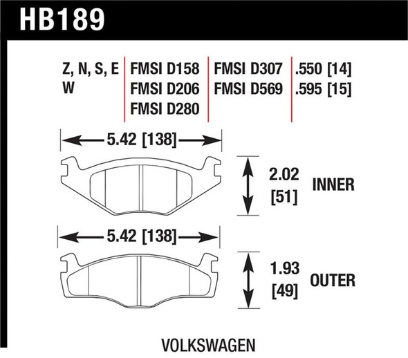 Hawk HP+ Street Brake Pads HB189N.595
