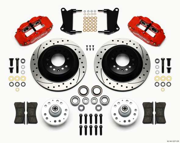 Wilwood Narrow Superlite 6R Front Hub & 1PC Rtr Kit 12.88in Dril -Red 67-69 Camaro 64-72 Nova 140-12271-DR