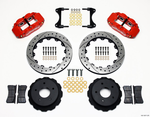 Wilwood Narrow Superlite 4R Rear Kit 12.88in Drilled Red 65-82 Corvette C2/C3 140-10471-DR