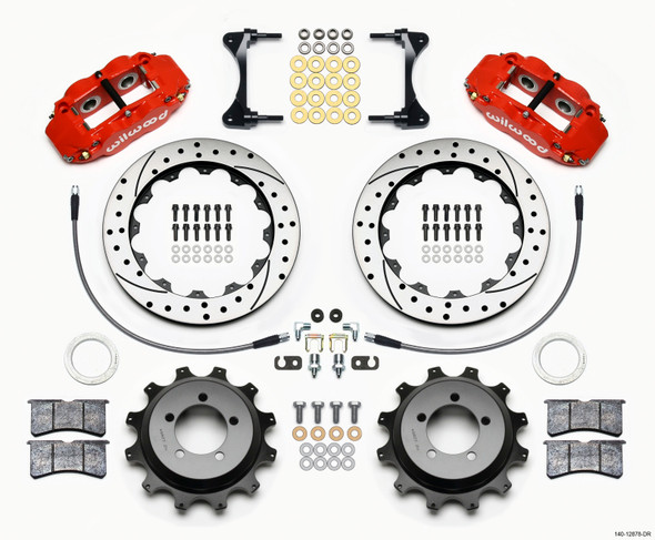 Wilwood Narrow Superlite 4R Rear Kit 12.88in Drilled Red 99-05 WRX / 99-07 Impreza 140-12878-DR