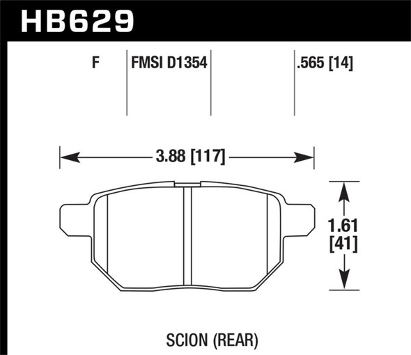 Hawk 08-15 Scion xB HPS 5.0 Rear Brake Pads HB629B.565