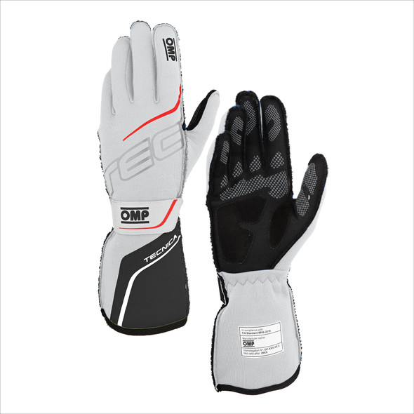 Omp Racing, Inc. Tecnica Gloves Fia 8856- 2018 White / Anthracite Ib0-0779-A01-373-M