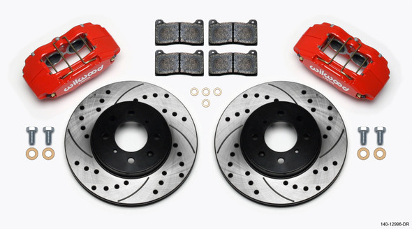 Wilwood DPHA Front Caliper & Rotor Kit Drill Red Honda / Acura w/ 262mm OE Rotor 140-12996-DR