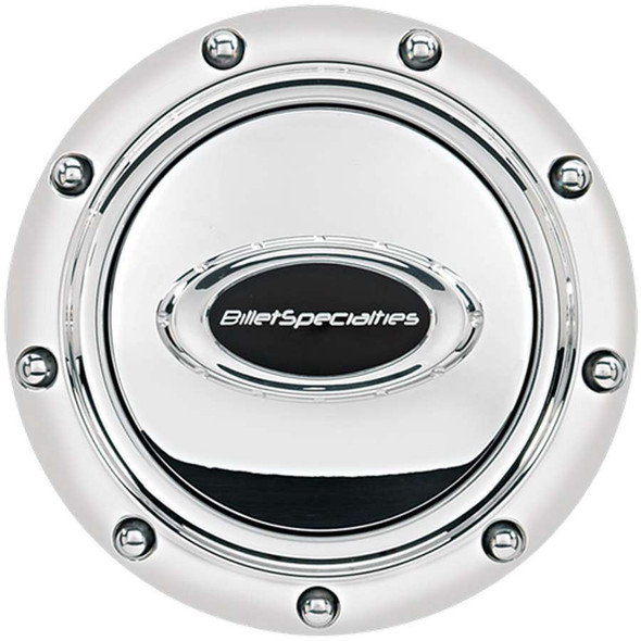Billet Specialties Horn Button Riveted Polished W/Black Logo 32715 Billet Specialties Horn Button Riveted Polished W/Black Logo 32715