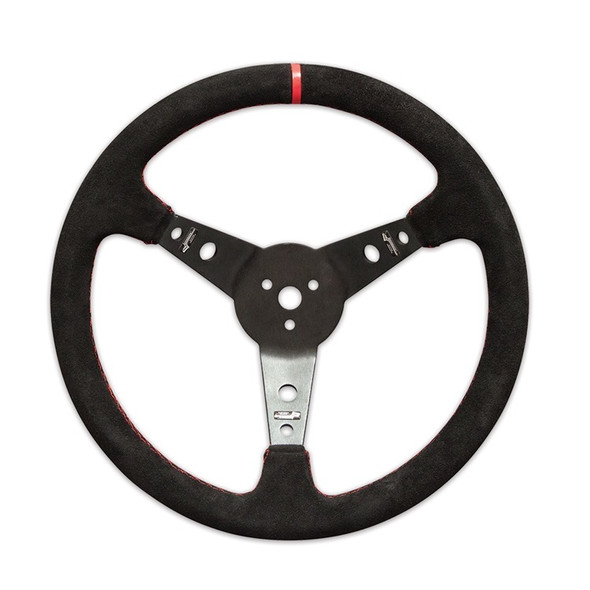 Longacre Steering Wheel 15In Dished Suede Blk Spokes 52-56797 Longacre Steering Wheel 15In Dished Suede Blk Spokes 52-56797