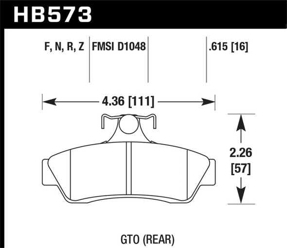 Hawk 04-06 Pontaic GTO HPS 5.0 Rear Brake Pads HB573B.615