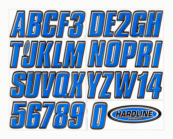 Hardline Boat Lettering Registration Kit 3 in. - 800 Blue/Black