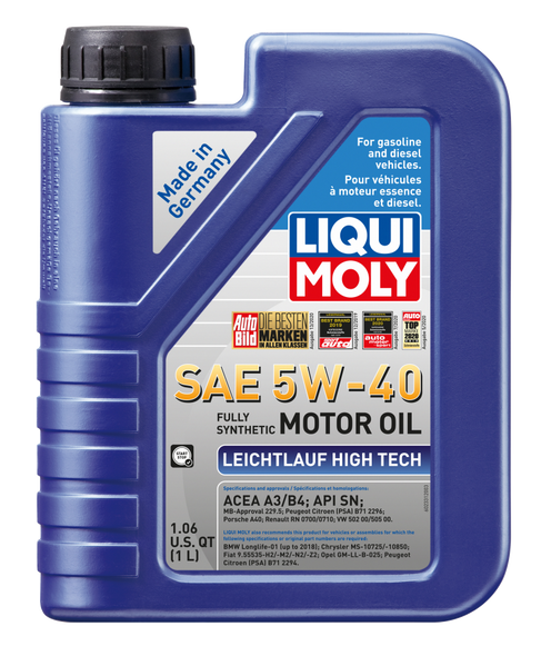 LIQUI MOLY 1L Leichtlauf (Low Friction) High Tech Motor Oil SAE 5W40