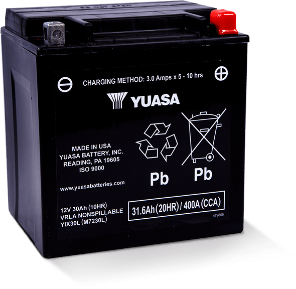 Yuasa YIX30L Maintenance Free AGM 12-Volt Battery