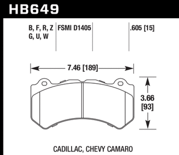 Hawk 14-18 Chevrolet Corvette Front ER-1 Brake Pad Set (J56 brake package) HB649D.605