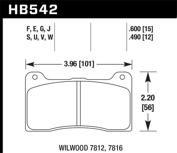 Hawk Wilwood (7812/7816) ER-1 Motorsports Brake Pad Set HB542D.600