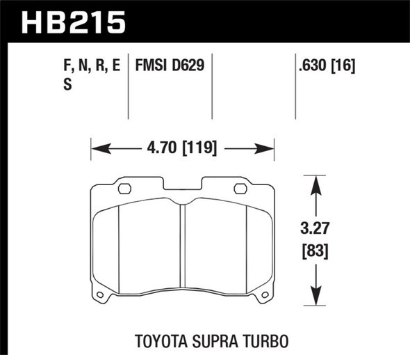 Hawk 93-98 Toyota Supra TT HPS 5.0 Street Front Brake Pads HB215B.630