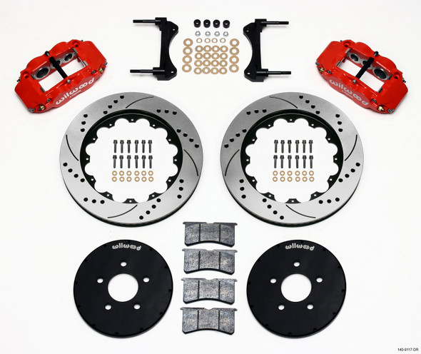 Wilwood Narrow Superlite 6R Front Hat Kit 14.00in Drill Red 1994-2004 Mustang 140-9117-DR