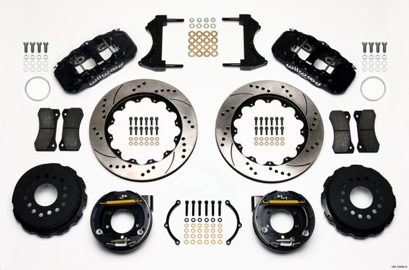 Wilwood AERO4 Rear P-Brake Kit 14.00in Drilled 2005-2014 Mustang 140-10950-D